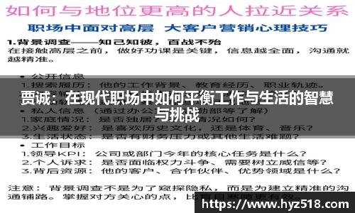 贾诚：在现代职场中如何平衡工作与生活的智慧与挑战